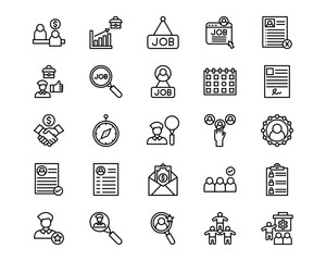 Hiring Process Line Vector Icons