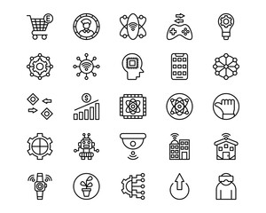 Digital Disruption Line Vector Icons