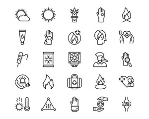Skin Burns Line Vector Icons