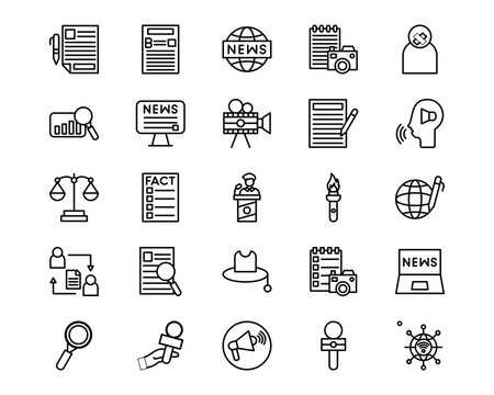 Press Freedom Day Line Vector Icons