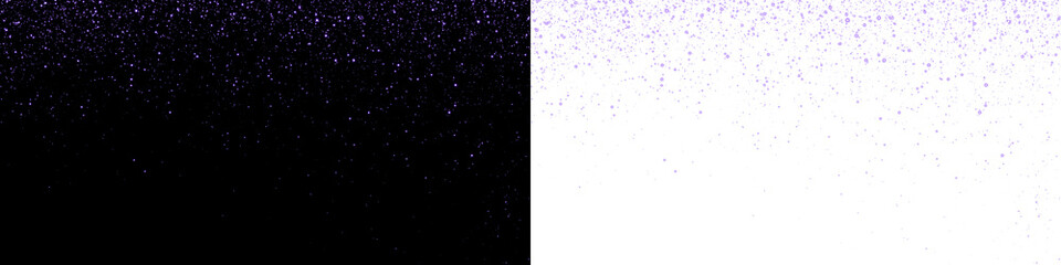 Abstract PNG overlay featuring a gradient of purple speckles against contrasting black and white backgrounds, ideal for creative design projects and digital artwork enhancement