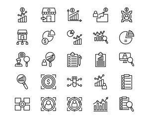 Market Research Line Vector Icons