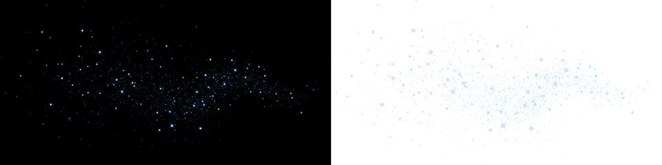 Sparkling starry overlay on black and white backgrounds, creating a magical atmosphere for design projects, enhancing visual storytelling and creativity with copy space