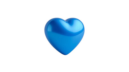 Blue glossy heart with soft shadows offers clean, modern aesthetics for digital art, web design, and branding with PNG and transparent background.