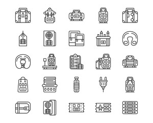 Travel Packaging Line Vector Icons