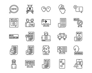 Fake News Line Vector Icons