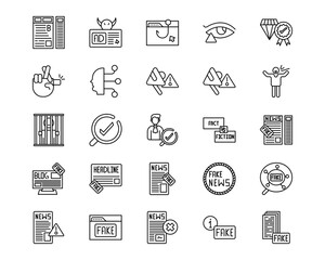 Fake News Line Vector Icons