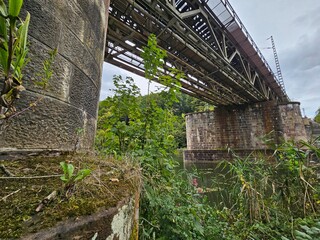 The listed Werra Valley Bridge, a railway bridge in Hann. Münden in southern Lower Saxony, was completed in 1856 as a stone arch bridge on the Hanover Southern Railway. Germany.