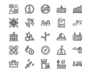 Immigration Line Vector Icons