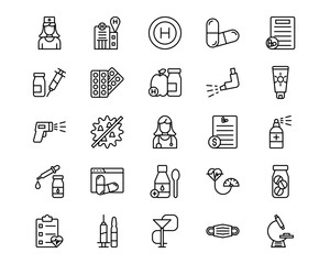 Pharmacy Line Vector Icons