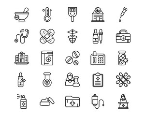 Pharmacy Line Vector Icons