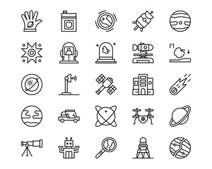 Space Technology Line Vector Icons