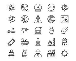 Space Technology Line Vector Icons © IconVerse