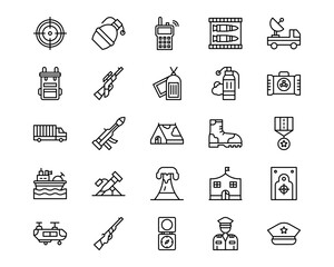 Military Line Vector Icons