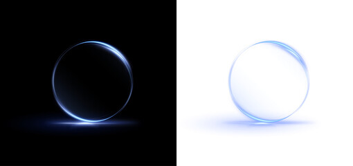 Transparent circular png overlay with soft blue glow effect on dark and light backgrounds, ideal for creative design projects and visual enhancements