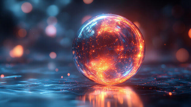 A glowing orb radiates vibrant energy with mesmerizing colors, perfect for digital backgrounds and artistic projects.