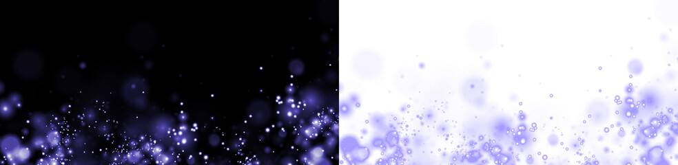 Obraz premium Purple bokeh overlay with soft focus on black and white backgrounds, creating a dreamy atmosphere for design projects and enhancing visual storytelling with copy space