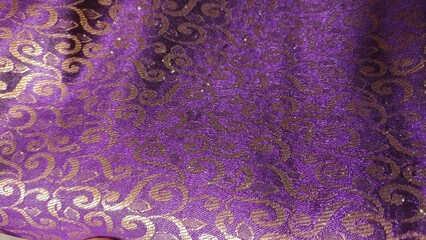 Purple and Gold Metallic Brocade Fabric