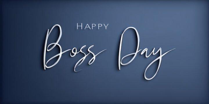 Happy boss day celebration lettering on blue background
