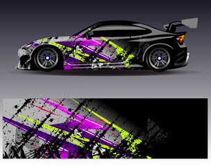 Car wrap design vector. Graphic abstract stripe racing background designs for vehicle, rally, race, adventure and car racing livery