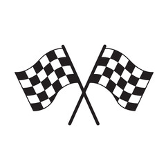 checkered flag vector illustration, Crossed Checkered Racing Flags Icon