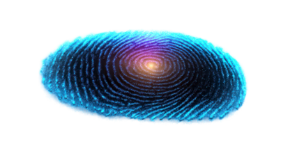 Realistic Hologram Effect of a Colorful Fingerprint Design Isolate on Transparent Background, cutout, png