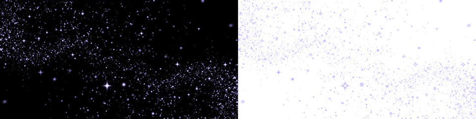 Sparkling starry overlay with contrasting black and white backgrounds, creating a dreamy atmosphere for creative projects and enhancing visual storytelling with celestial elements