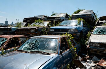 廃棄自動車の山
