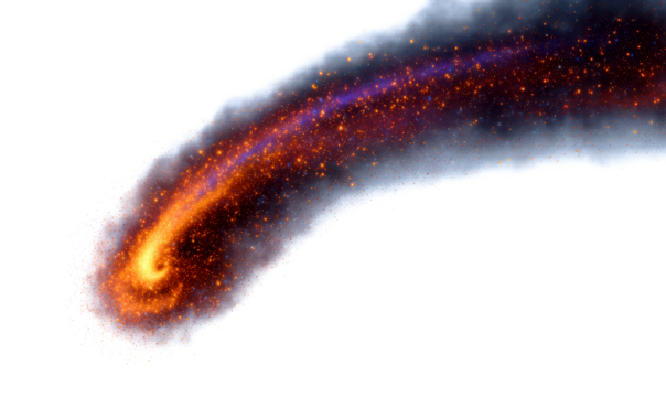 Blazing Colorful Comet Trail with Stunning Effects in Space Isolate on Transparent Background, cutout, png