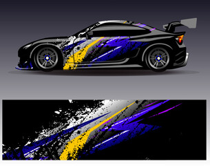 Car wrap design vector. Graphic abstract stripe racing background designs for vehicle, rally, race, adventure and car racing livery
