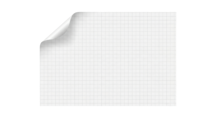 Grid paper with curled corner on transparent background