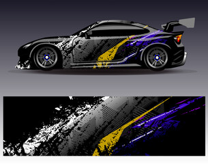 Car wrap design vector. Graphic abstract stripe racing background designs for vehicle, rally, race, adventure and car racing livery