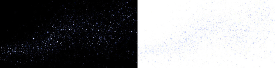 Sparkling glitter overlay with shimmering particles on contrasting black and white backgrounds, ideal for creative design projects and enhancing visual appeal in digital artwork