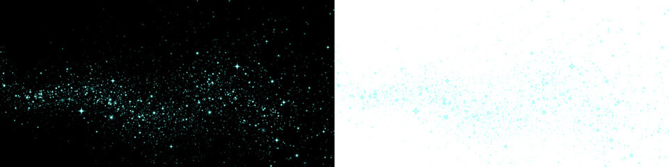 Abstract PNG overlay featuring shimmering teal particles on a contrasting black and white background, ideal for creative design projects and visual storytelling