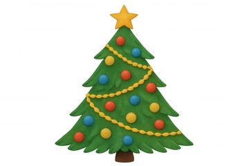 Clay christmas tree decorating for holiday celebration, star ornament topping festive season