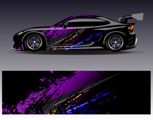 Car wrap design vector. Graphic abstract stripe racing background designs for vehicle, rally, race, adventure and car racing livery