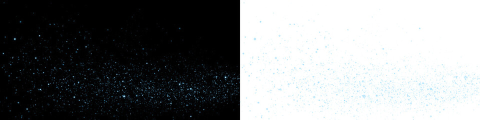 Abstract png overlay featuring a gradient of blue particles against contrasting black and white backgrounds, ideal for creative design projects and visual enhancements