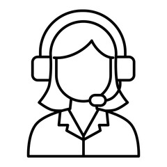 female customer support agent line icon with editable stroke