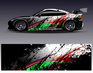 Car wrap design vector. Graphic abstract stripe racing background designs for vehicle, rally, race, adventure and car racing livery