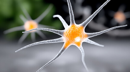 Detailed close-up of a neuron showcasing its intricate structure and vibrant colors, illustrating the complexity of the nervous system.