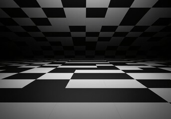 Captivating geometric black and white pattern creating an abstract optical illusion of infinite depth and space