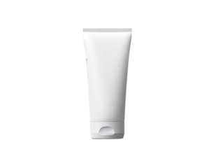 Blank white tube.  A plain, cylindrical, white tube, likely for a cosmetic product.  It has a smooth surface and a slightly raised top