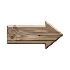 Wooden right-pointing arrow sign with natural grain and rustic texture
