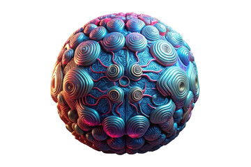 Abstract textured egg with iridescent colors isolated on transparent background