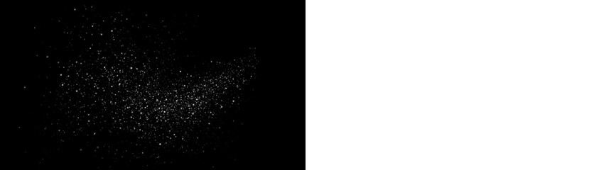 Abstract black and white PNG overlay featuring a textured pattern of scattered particles, creating a dynamic visual effect for creative design projects and artistic compositions