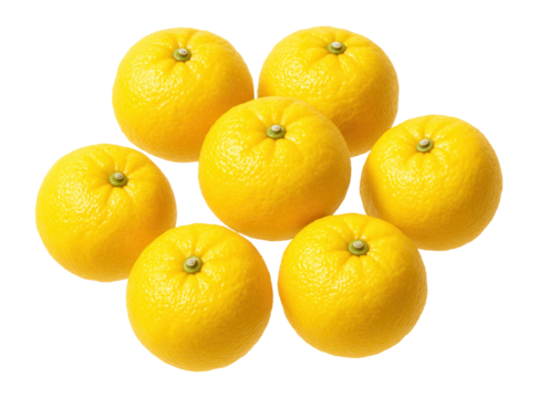 Yellow Yuzu oranges isolated on white background.