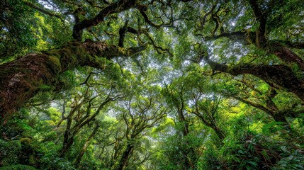 Dense Lush Forest Canopy Sunlight