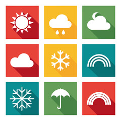 Weather Icons Collection Flat Design rain thunderstorm
