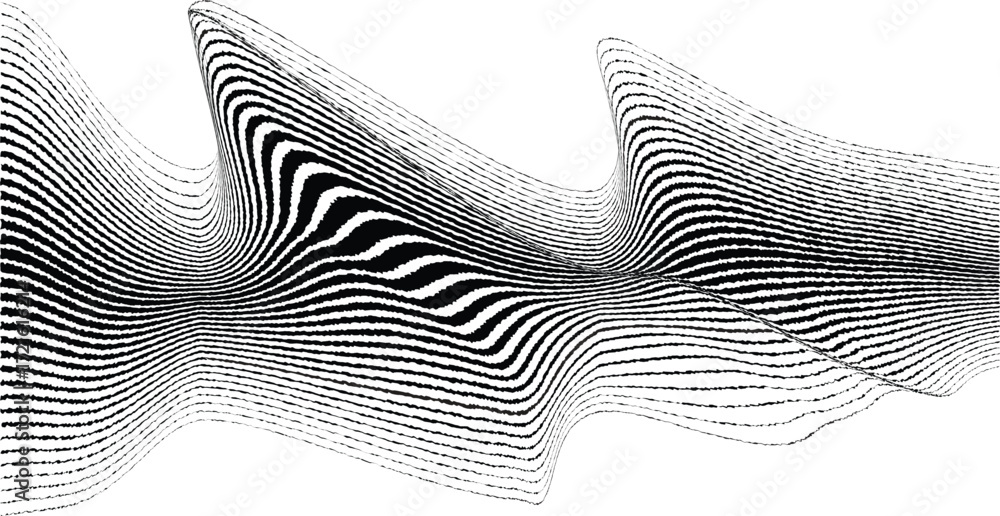 Poster glitch effect . distorted speed lines .abstract flow lines background . fluid wavy shape .rough edge