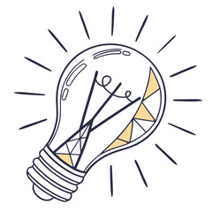 Light Bulb Idea Symbol with Yellow Glow on Black concept